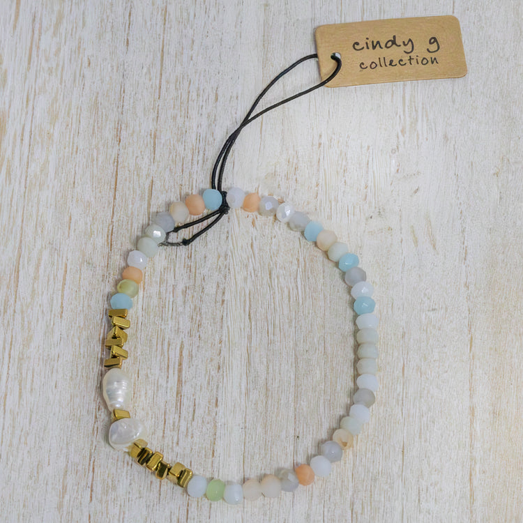 Pearl and natural stone stretchy Bracelet 2 per pack AFA91735