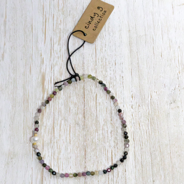 Stretchy Mini natural stone with pearl Bracelet 2 per pack AFA94747