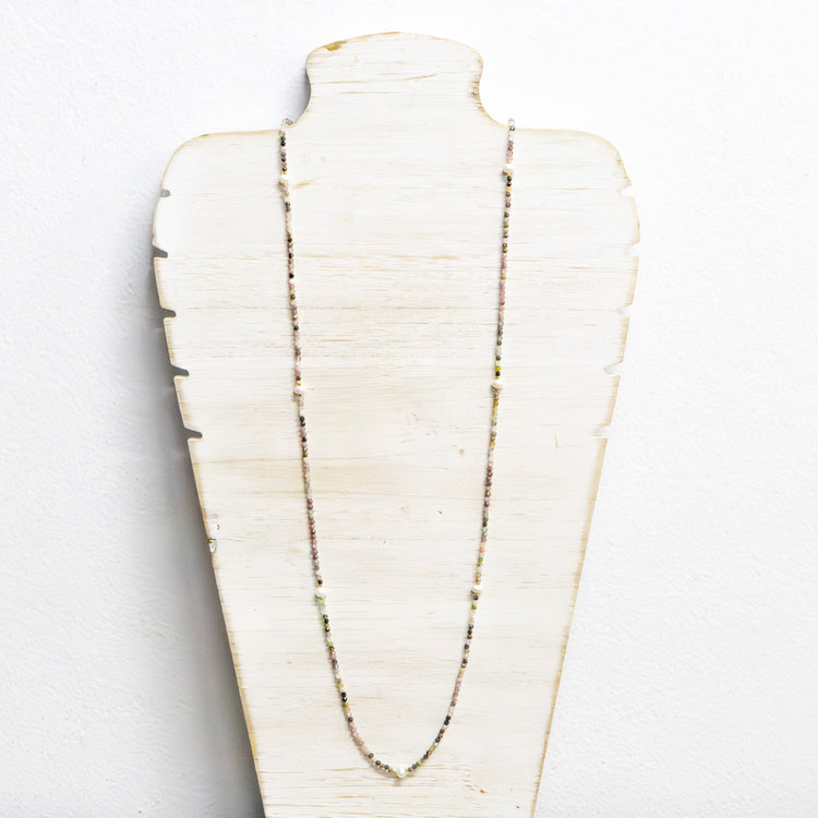 Pink tone stones with pearl necklace 2 per pack AFA94754