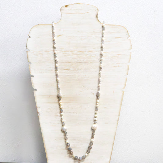 Pearl and natural stone necklace 2 per pack AFA95994