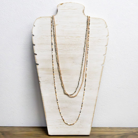 3 layer miniature stone necklace 2 per pack AFA97397