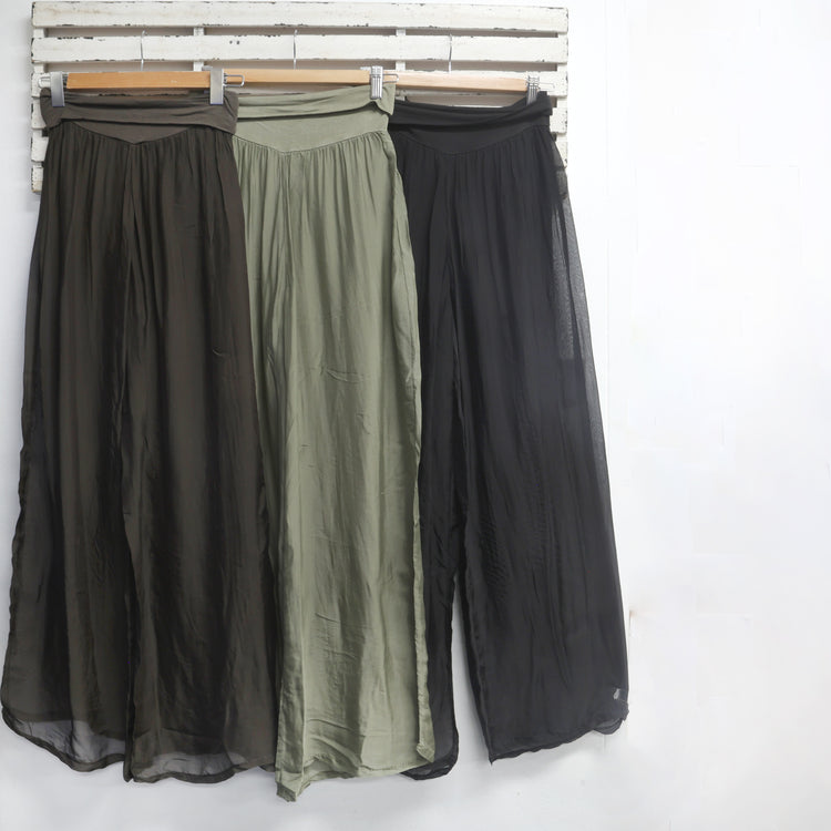 Black silk blend pants with cotton waist and inlay 2 per pack CB61248BL