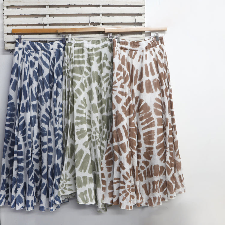 Brown cotton abstract skirt with cotton inlay and elastic waist 2 per pack CE836161BR