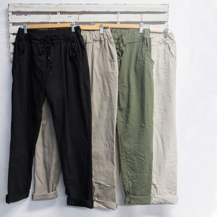 Black viscose blend stretch pants with pockets and draw string 2 per pack CGA029BL
