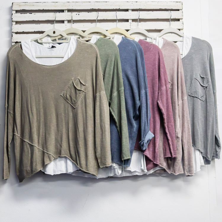 Blue cotton round neck top with long white singlet 2 per pack CGC018B