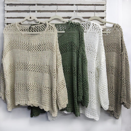 Fawn cotton loose knit long sleeve round neck jumper 2 per pack CGC037F