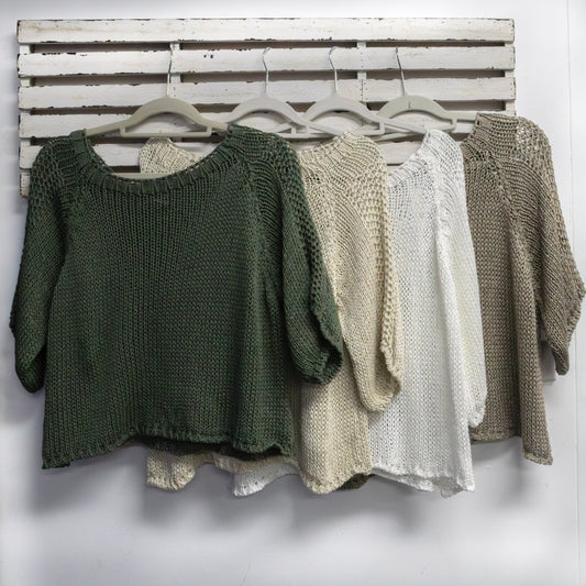 Fawn cotton round neck knit with 3/4 sleeves 2 per pack CGC038F