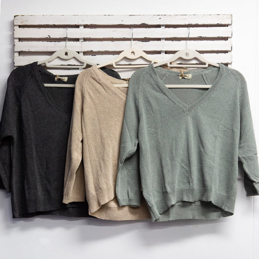 Natural v neck cotton blend light knit 2 per pack CGG031N