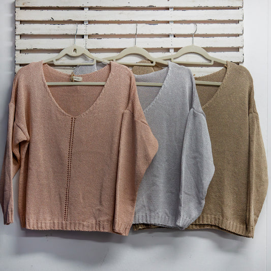 Fawn soft knit v neck with front detail 2 per pack CGG4408F