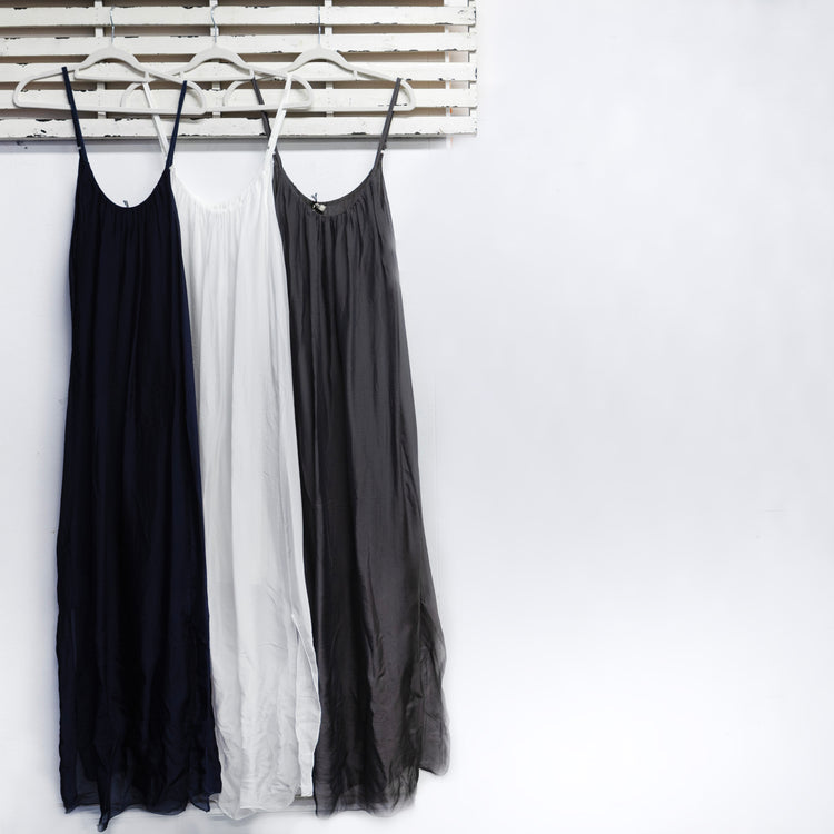 White shoe string silk dress with cotton in lay 2 per pack CGM061W