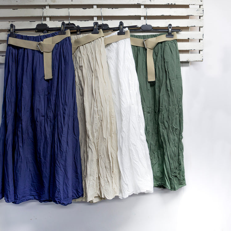 Khaki crushed cotton skirt with belt and cotton lining 2 per pack CGM95223K