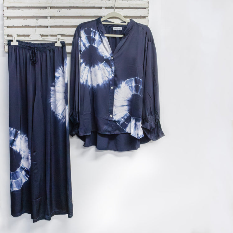 Black silk blend pants with tye dye detail 2 per pack CGR041BL