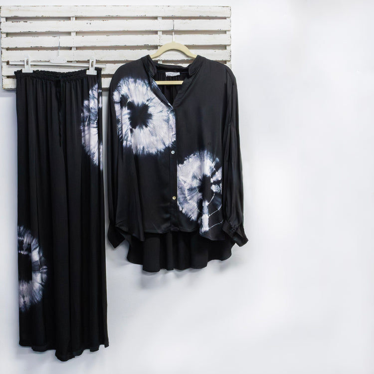 Black silk blend pants with tye dye detail 2 per pack CGR041BL