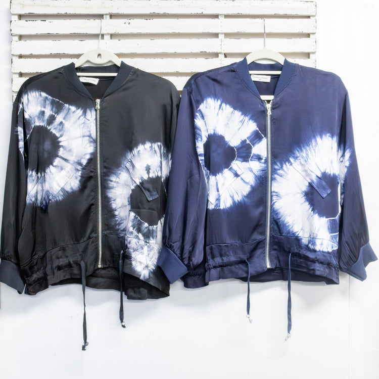 Black silk blend jacket with tye dye detail 2 per pack CGR043BL