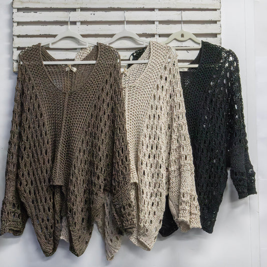 Black cotton blend loose knit with v neck 2 per pack CGT156B