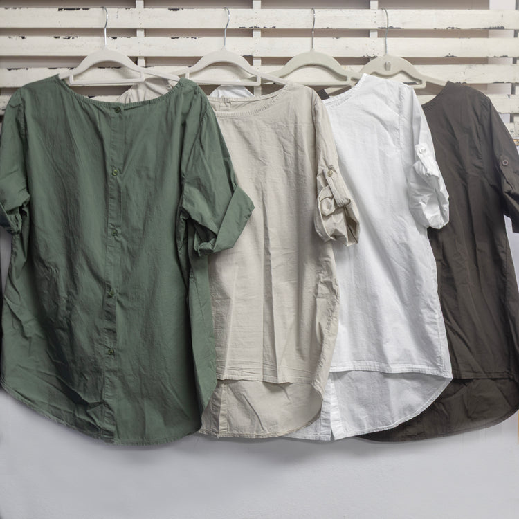 Chocolate cotton top with buttons down the back 2 per pack CM96552C