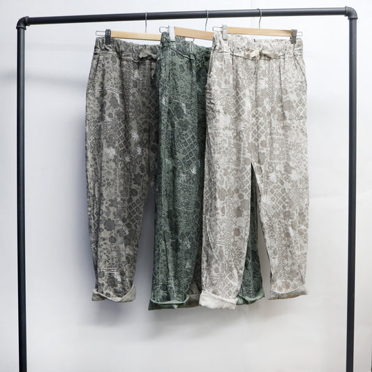 Fawn viscose linen print pants with draw string and pockets 2 per pack CO237172F