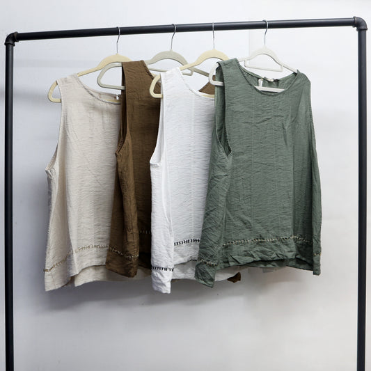 Chocolate viscose linen top with stitching 2 per pack CO59692CH