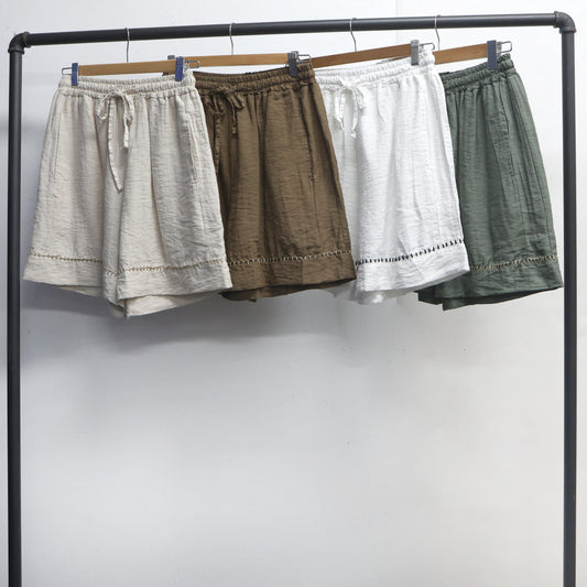 Chocolate viscose linen shorts with stitching 2 per pack CO6035CH