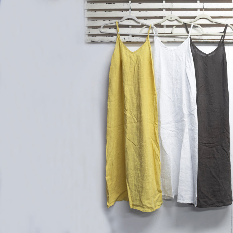 Corn linen shoestring dress with slits 2 per pack CR21882C