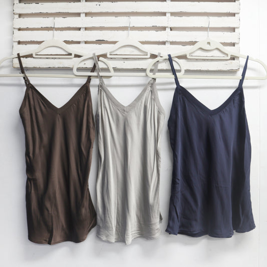 Chocolate viscose silky shoestring top 2 per pack CR25084CH