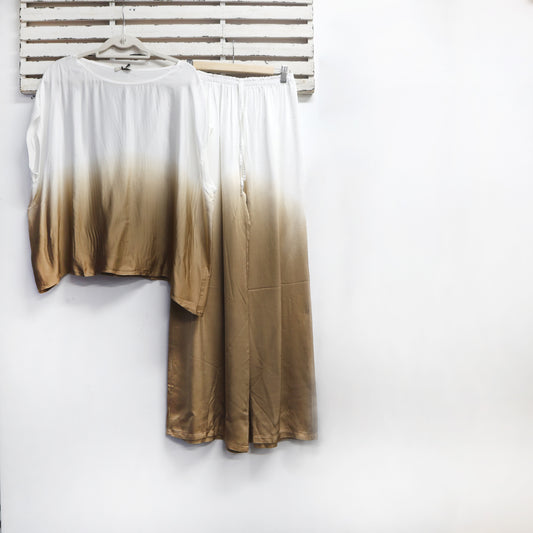 Tan tye dye viscose silk blend sleeveless top CS125702T