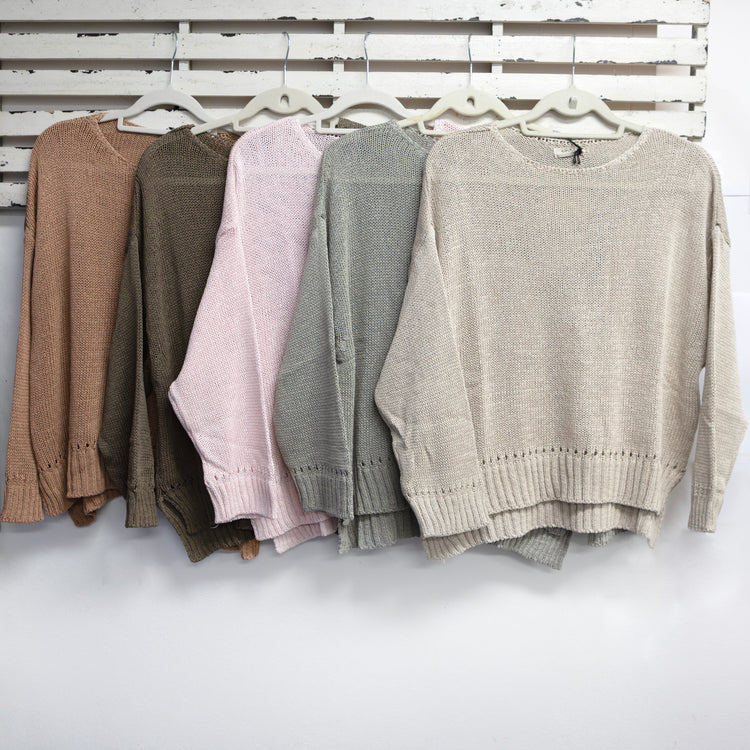 Brown round neck jumper with detailed hem 2 per pack CX22670B