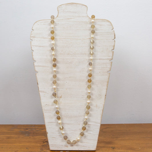 Natural stone and pearl necklace with knotted cord 2 per pack       FG001