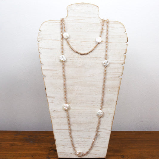 Nude crystal necklace with pearl 2 per pack                     FG359