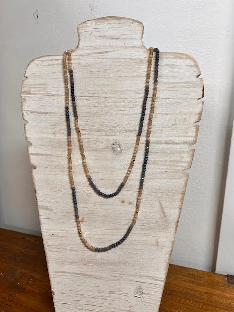 Natural and gun metal crystal necklace 2 per pack FG767