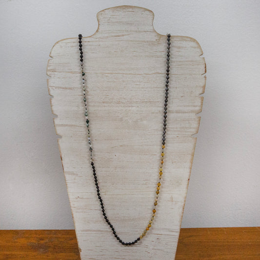 Charcoal and natural stone necklace 2 per pack FG953