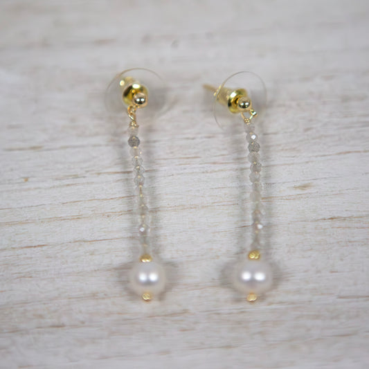 Stone and pearl hanging earring 2 per pack        FJ018E