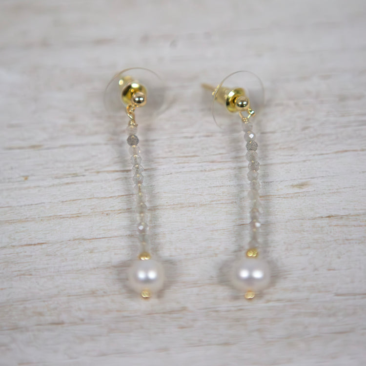 Stone and pearl hanging earring 2 per pack        FJ018E