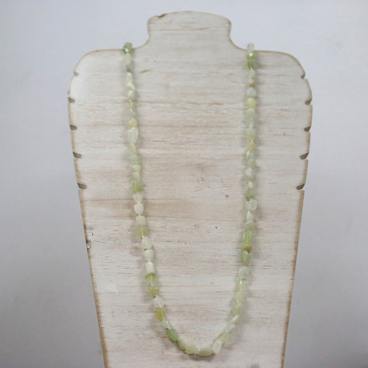 Green tone natural stone long necklace        FJ032N