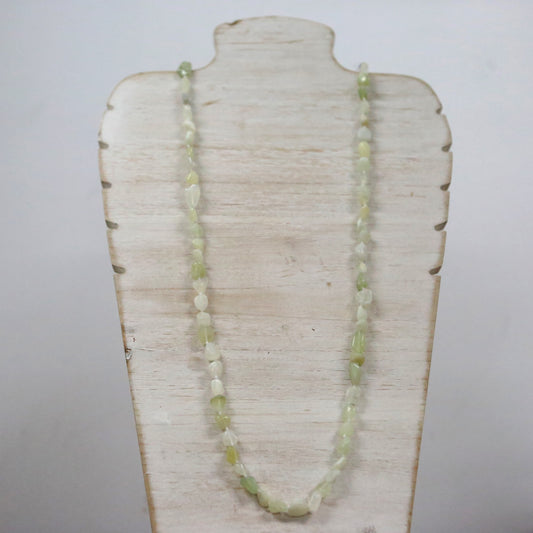 Green tone natural stone long necklace FJ032N