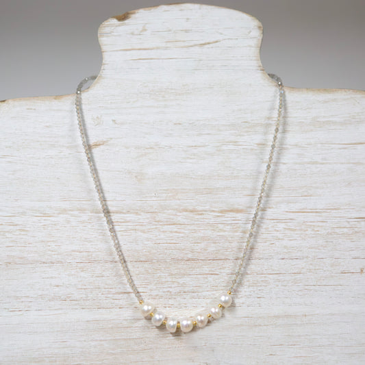 Natural crystal and pearl short necklace with magnetic clasp 2 per pack  FJ033N