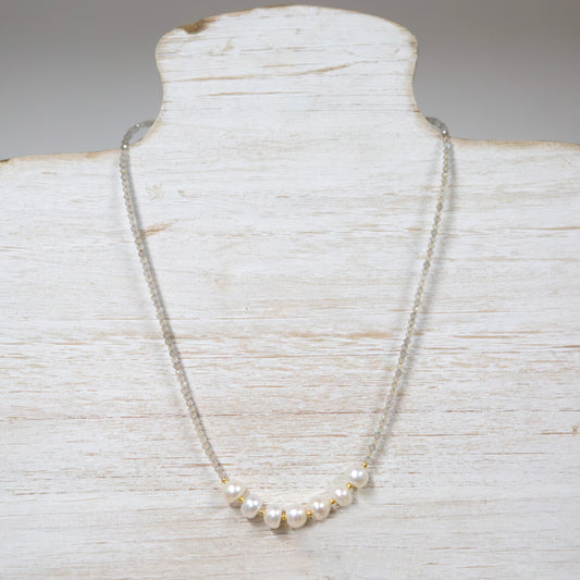 Natural crystal and pearl short necklace with magnetic clasp 2 per pack FJ033N