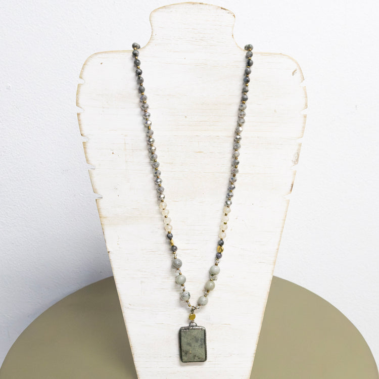 Crystal necklace with stone charm 2 per pack G1469D