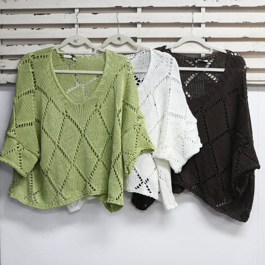 Chocolate cotton diamond design knit with round neck 2 per pack G1962CH