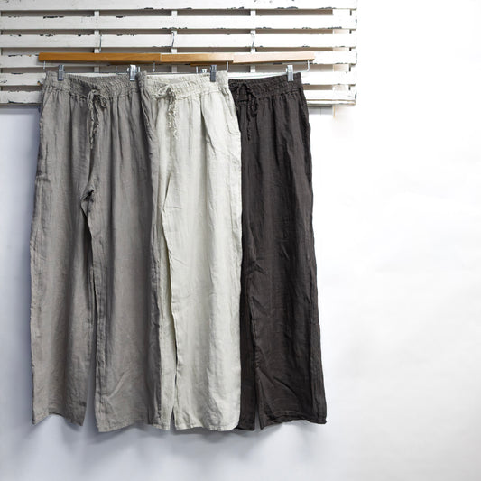 Chocolate linen draw string pants 2 per pack G24806CH