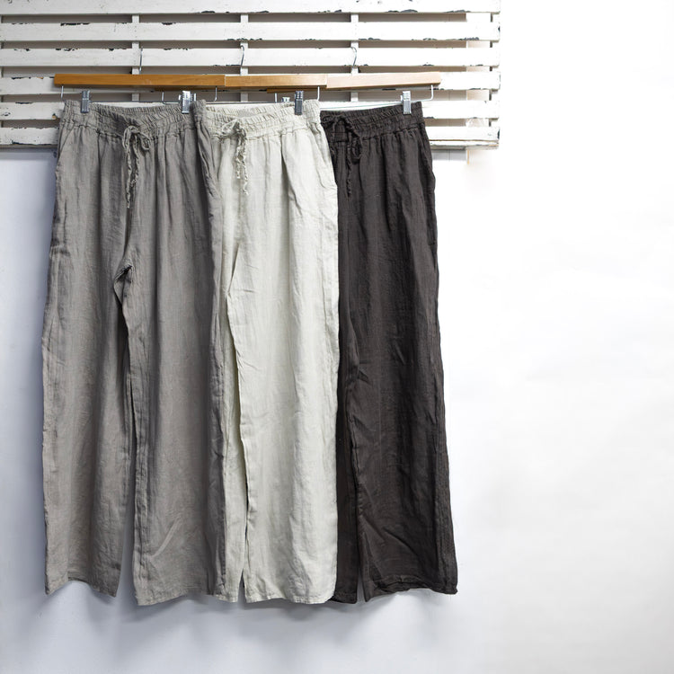 Chocolate linen draw string pants 2 per pack G24806CH
