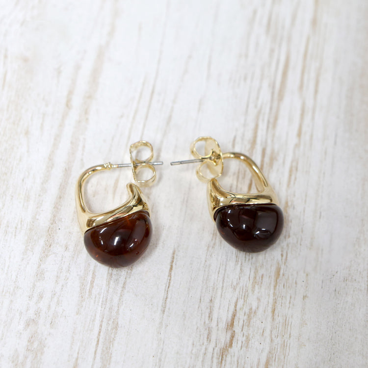 Gold plated tiger eye semi precious stone earrings 2 per pack G3486805
