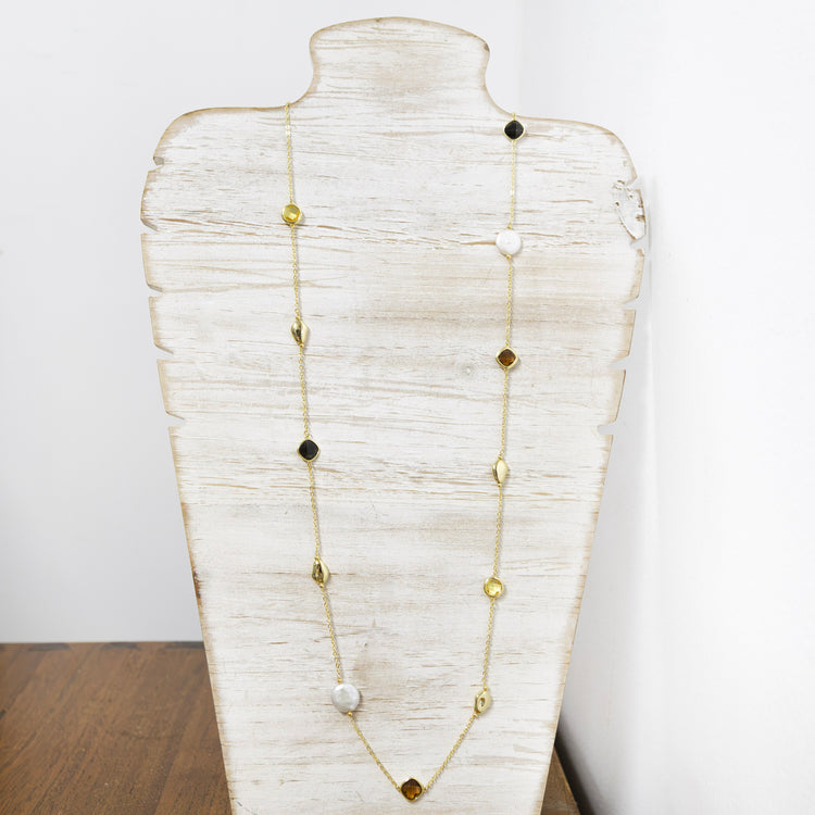 Gold plated necklace with semi precious stones charms 2 per pack G5650