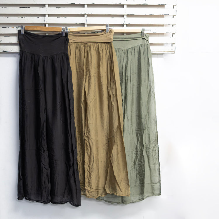 Tan silk blend pants with cotton waist and inlay 2 per pacK G61248T