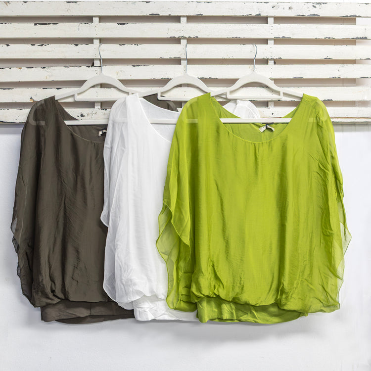 Chocolate silk blend double layer round neck top 2 per pack G62498CH