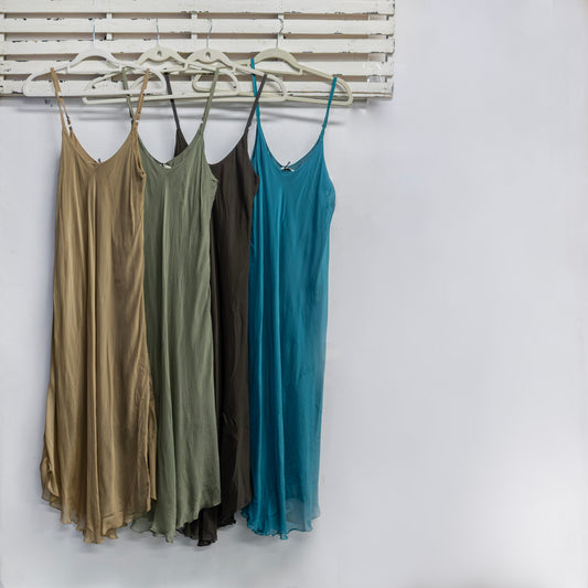 Aqua silk blend double layer shoe string dress 2 per pack G62741A