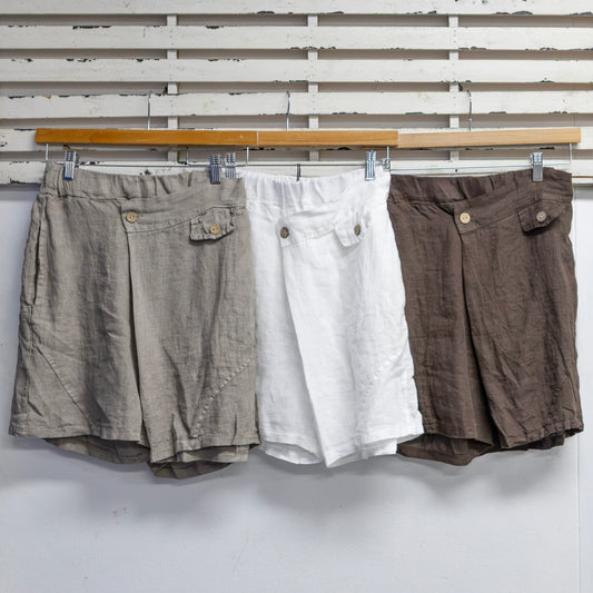 Chocolate linen shorts with buttons 2 per pack G6831CH