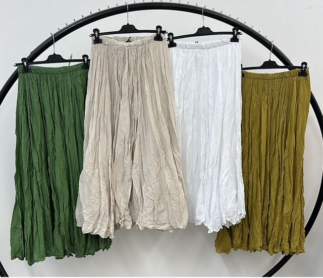 Green crushed cotton double layer elastic waist skirt 2 per pack G822127G