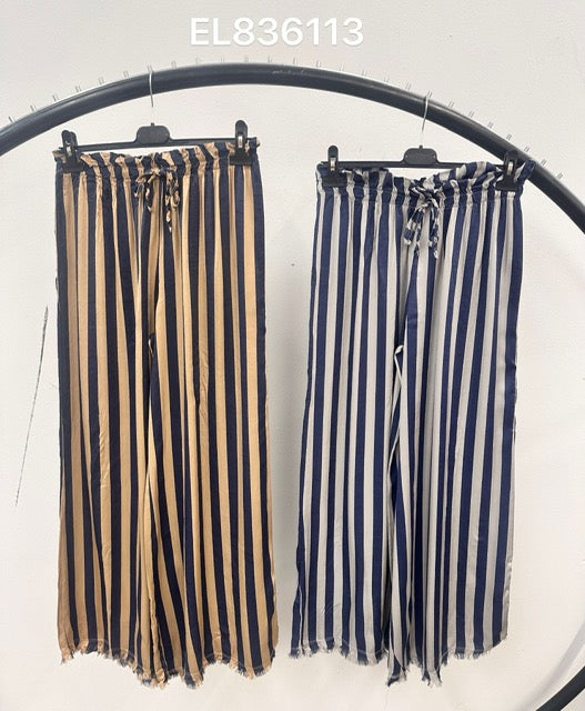 Navy and gold silk blend pants with frey hem 2 per pack G836113NG