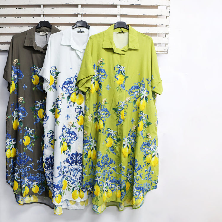 Fawn cotton flower print dress with side pockets 2 per pack G97886F